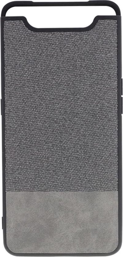 Shop4 - Geschikt voor Samsung Galaxy A80 Hoesje - Zachte Back Case Denim en Leer Grijs