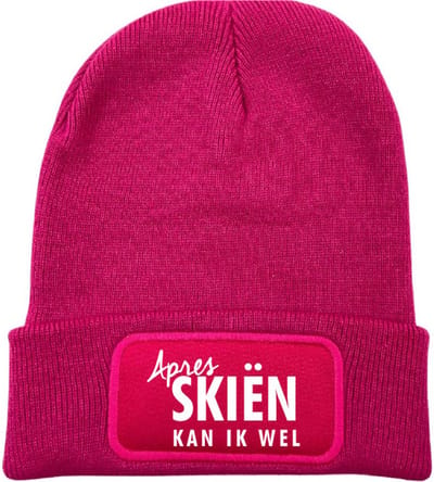 Après skiën kan ik wel wintermuts fuchsia | wit - soBAD. | Unisex | Après ski verkleedkleren | Unisex | met grappige tekst | Beanie