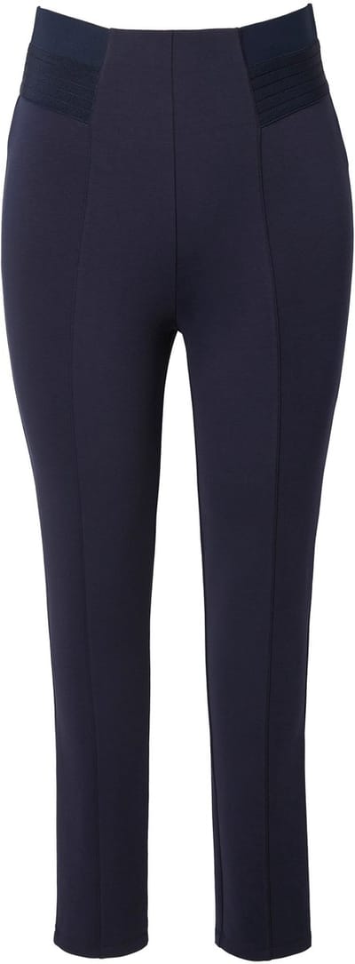 Ulla Popken - Dames - Punto-legging biesjes smalle pijpen elastische tailleband - Marine - Maat 58+