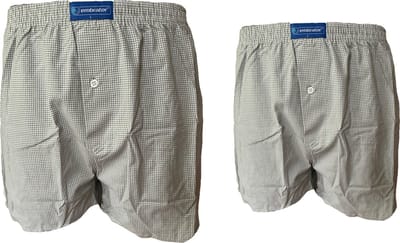 Embrator 2-stuks mannen Boxershort geweven katoen olijfgroen/wit M