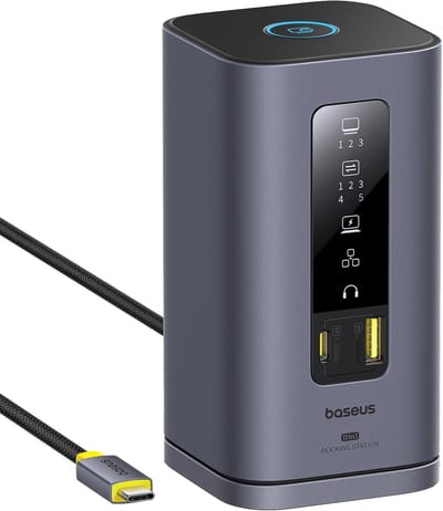 SnelShoppen - 11-in-1 USB C Docking Station met 3x 4K Monitor Ondersteuning, 100W PD, 10 Gbps USB-C/A, Ethernet, Audio voor M1/M2/M3/Windows en MacOS