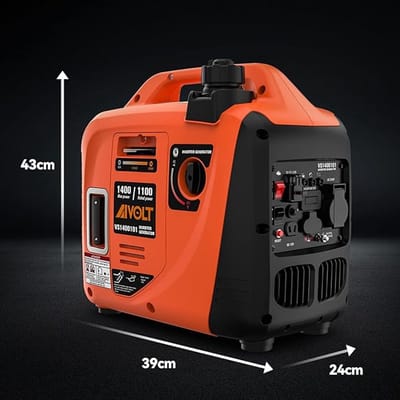 Powerstation- Essentieel Noodpakket: Stille 1400W Inverter Benzine Generator | Betrouwbare Noodstroom AC 230V/DC 12V/USB | Compact & Zuinig | Perfect voor Stroomuitval & Outdoor