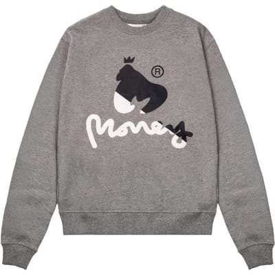 Money Sweatshirt met Chenille Ronde Hals voor Kinderen/Kinderen (Grijs)