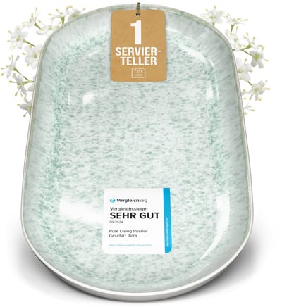 Pure Living Ibiza Light Ovale Serveerschotel - 38 x 19 cm - Turquoise - Aardewerk - Vaatwasserbestendig