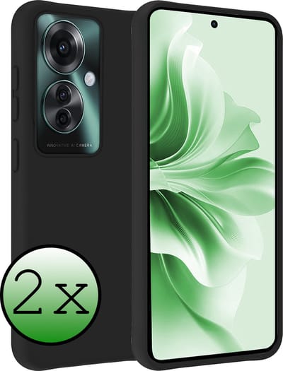 Hoesje 2 Stuks - Geschikt voor OPPO Reno 11F - Sterk & Shockproof - Case Siliconen - Back Cover - Telefoon Hoes - Zwart
