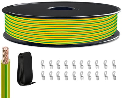Fijne draad aardleiding - Elektrische kabel - Installaties en reparaties - VDE-gecertificeerd - 50 meter - Groen-geel