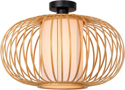 Lucide THULINE - Plafonnière (Plafondlamp) - Ø 45 cm - 1xE27 - Lichte houtlook | Essential