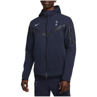 Nike Logo Patroon Capuchon Dubbele Rits Getailleerde Lange Mouw Jas Heren jassen Blauw DV4829-459 XL black