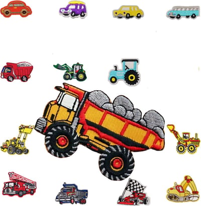 Somstyle 14x Strijk Embleem Auto's - Patches voor Kleding - Stof & Strijk Applicatie - Multicolor
