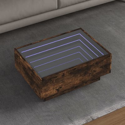 vidaXL - Salontafel - met - LED - 70x50x30 - cm - bewerkt - hout - gerookt - eikenkleur