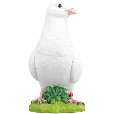 Kunstmatige Witte Duiven Ornament Hoge Simulatie Hars Witte Veren Vogels Ornamenten voor Tuin Huisdecoratie Hoofd white