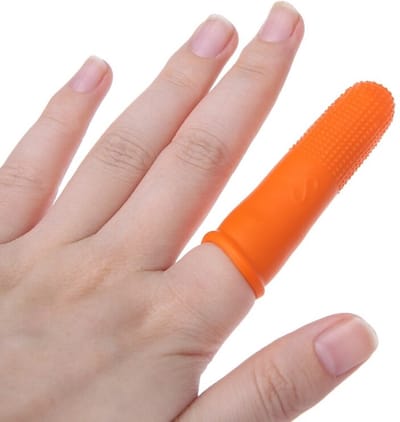 100 Stuks Latex Vingertop Handschoenen – Vinger Covers met Grip – Oranje