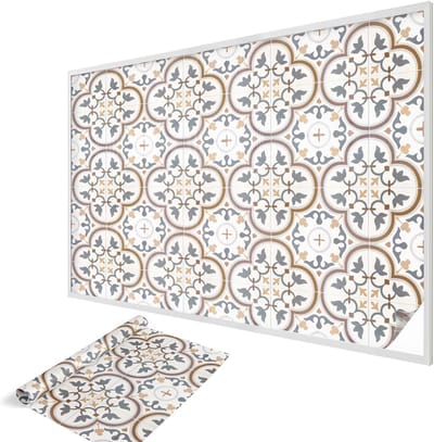 Wallfluent Glas in Lood Raamfolie - Tegelornamenten Raamfolie Glas in Lood - 200x146 cm - Wit Zelfklevende Raamfolie Glas in Lood - Melkglas Folie met Glas in Lood Effect - Voor de woonkamer, voor het kantoor, voor de hal
