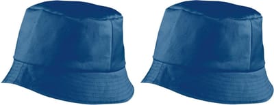 2x stuks vissershoedjes/zonnehoedjes blauw voor volwassenen - Zomerhoeden