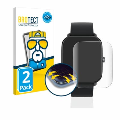 BROTECT - Screenprotector voor Huami Amazfit Bip U / Pro - Folie Beschermfolie transparant volledig dekking - 2 Stuks