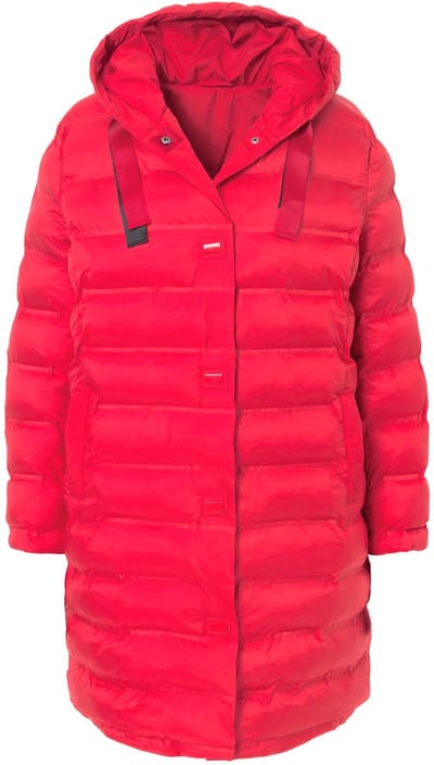 Angel of Style - Dames - Doorgestikte mantel straight fit capuchon - Klaproosrood - Maat 46