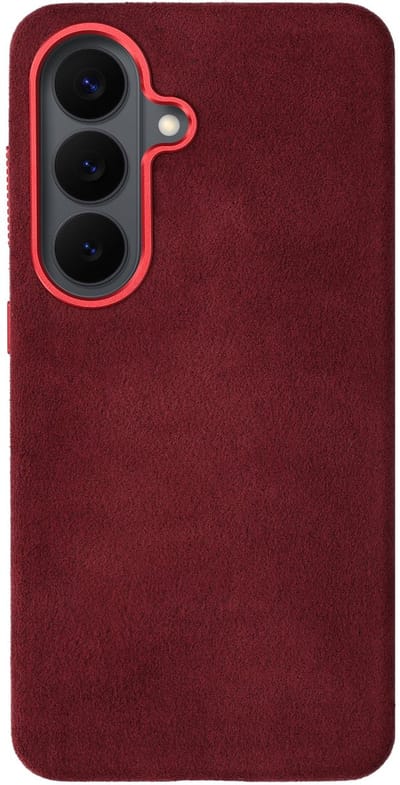 Rosso Avanti Hoesje Geschikt voor Samsung Galaxy S26 | Compatibel met MagSafe / Qi2 | Echt Italiaans Alcantara | Back Cover | Beschermhoes | Burgundy