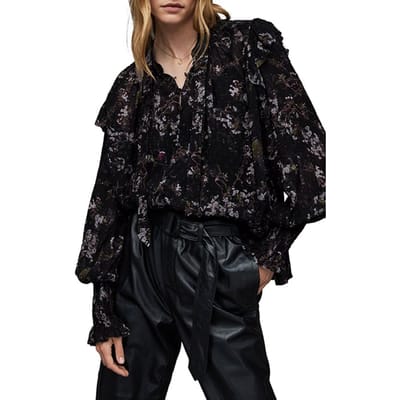 AllSaints Lara Viola Shirt Black Maat: 34 | Overhemden Outlet | Dames | Zwart