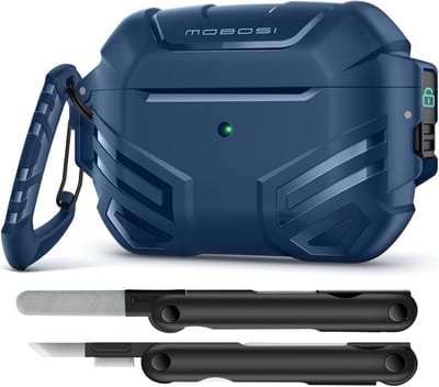 Robuuste Beschermhoes met Slot voor AirPods Pro 2e Generatie (2022) - Schokbestendig en Inclusief Sleutelhanger