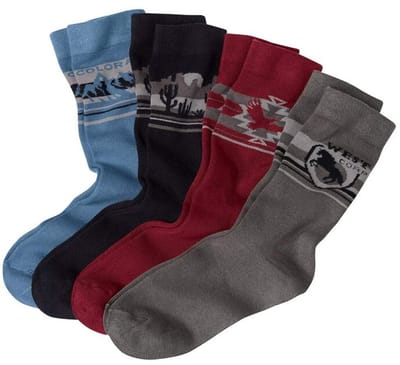 ATLAS FOR MEN - Set van 4 paar sokken met jacquardmotief - Heren - Verkrijgbaar in grote maten - 39/42
