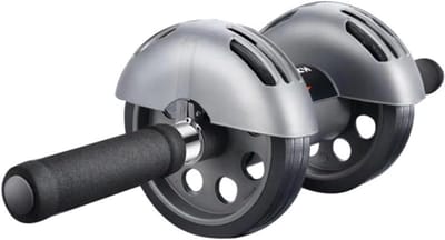 Buikspierwiel - Core trainer - Thuissport - Dubbele wielen stabiliteit - 50 x 15 x 15 cm - Grijs