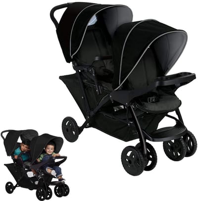 ApexArte® Duo Kinderwagen - Buggy - Tweeling - Wandelwagen - Zwart