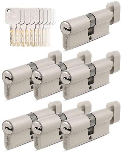 Knopcilinder set 7 slotcilinders gelijksluitend 35/35 met 35 sleutels - 70 mm deurslot