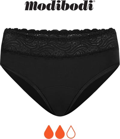 Modibodi Menstruatie Ondergoed Normaal Absorberend Dames Hoge Taille Bikinislip Zwart 36