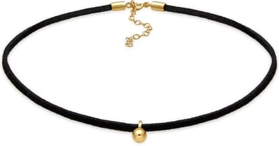 Elli - Halsketting - dames choker velours zwart ball basic in 925 sterling zilver verguld - Dames