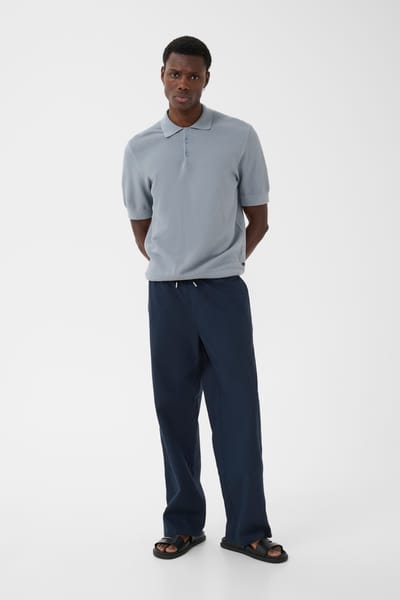 Slim fit poloshirt van katoenmix in tricotlook