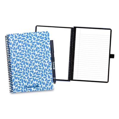 Bambook Leaf uitwisbaar notitieboek - Blauw Breeze - A5 - Pagina's: Blanco & Gelinieerd - Duurzaam, herbruikbaar whiteboard schrift - Met 1 gratis stift