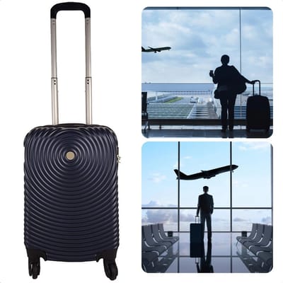 Handbagage Koffer - Moderne Hardcase - ABS Materiaal - 4 Dubbele Zwenkwielen - Cijferslot - Donkerblauw - Trolley - Inclusief EBOOK
