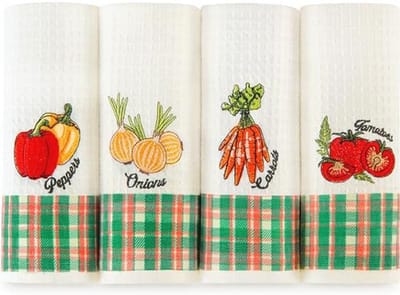 Set van 4 Turks katoenen wafelweefsel vaatdoeken - absorberend, zacht en pluisvrij