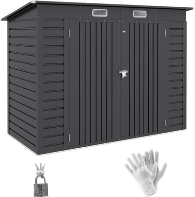 Outsunny tuinhuis - van staal - 249 L × 121 B × 166/183 H cm - grijs