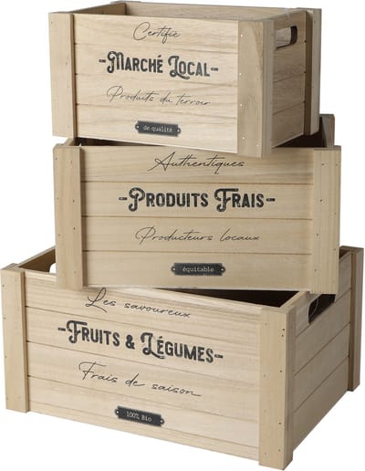 Rechthoekige houten decoratieve kist – set van 3 stuks