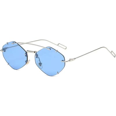 Klassieke Zeshoekige Zonnebril Klassieke Stijl Randloze Zonnebril Stijlvol 2000s Tinten Stijlvolle Y2K Accessoires UV400 Bescherming Bescherming Oogbescherming