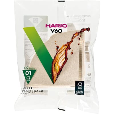 Hario Koffiefilters V60 01 - Bruin (Naturel) - 100 stuks