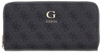 GUESS portemonnee Coleen Logo Zip Around Wallet Coal Logo donkergrijs