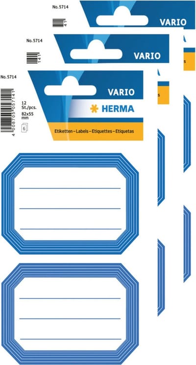 Herma Schoolboeken etiketten - stickers - 36x - blauw/wit - 8.2 x 5.5 cm
