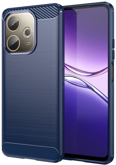 Geborsteld TPU Hoesje Geschikt voor Oppo A5 Pro | Beschermhoes | Back Cover | Flexibel TPU | Stijlvol Carbon | Dun | Blauw