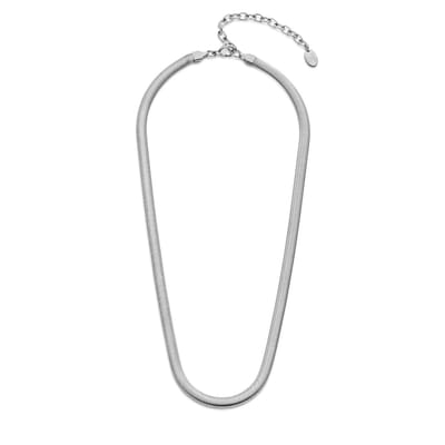 CO88 Collection 8CN-26273 Stalen Ketting - Dames - Slangschakel - 5,3 mm Breed - 2,8 mm Dik - 38 + 7 cm - Zilverkleurig