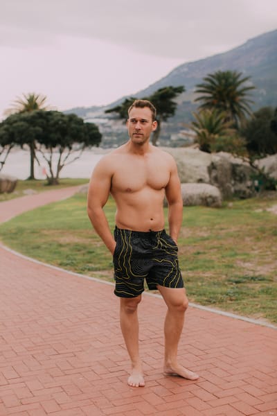 Zwembroek voor Heren, Strepen, Casual Boardshorts, Lijnenpatroon