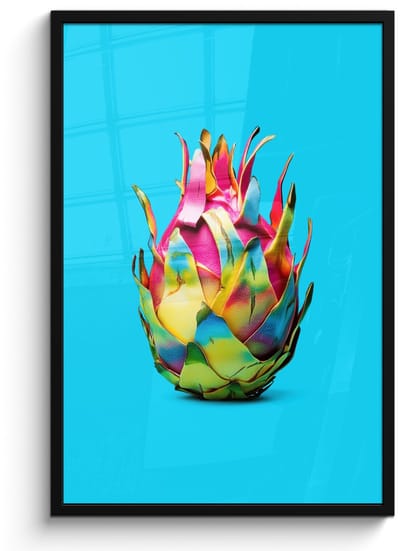 Poster in lijst - Fotolijst 60x90 cm - Posters - Drakenfruit - Blauw - Levendig - Posterlijst zwart - Decoratie - Wanddecoratie woonkamer - Muurdecoratie slaapkamer