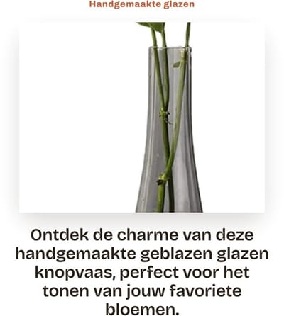 Dailygoods- Glazen Vaas Groot - Handgemaakt - Decoratieve Vaas - Transparant - Bloem Vaas - Middelpunt voor Bruiloft