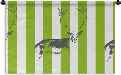 Wandkleed - Wanddoek - Patroon - Hert - Strepen - 90x60 cm - Wandtapijt