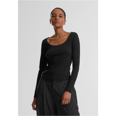 Urban Classics - Wide Neck Longsleeve top - XXL - Zwart