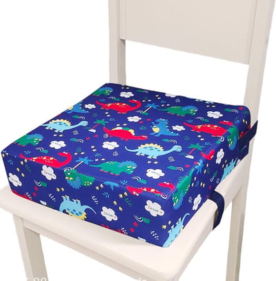 Verhoogde Kinderstoel met Wasbare Kussen, 2 Veilige Zittingen, Antislip Basis voor Thuis en Op Reis, 32x32x8cm (Dino)