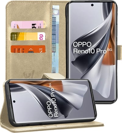 Hoesje geschikt voor Oppo Reno 10 / 10 Pro - Portemonnee Book Case Goud