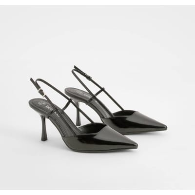 boohoo Dames Slingback Box Pointed Court schoenen | Black | Maat: 8