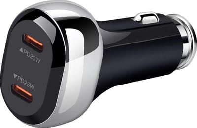 MMOBIEL Autolader Dual USB-C - 45W - 2 Poorten Snellader USB Oplader Type C - Power Delivery - Sigaretten Aansteker - Telefoon Auto Adapter Geschikt voor Smartphones - Chroom